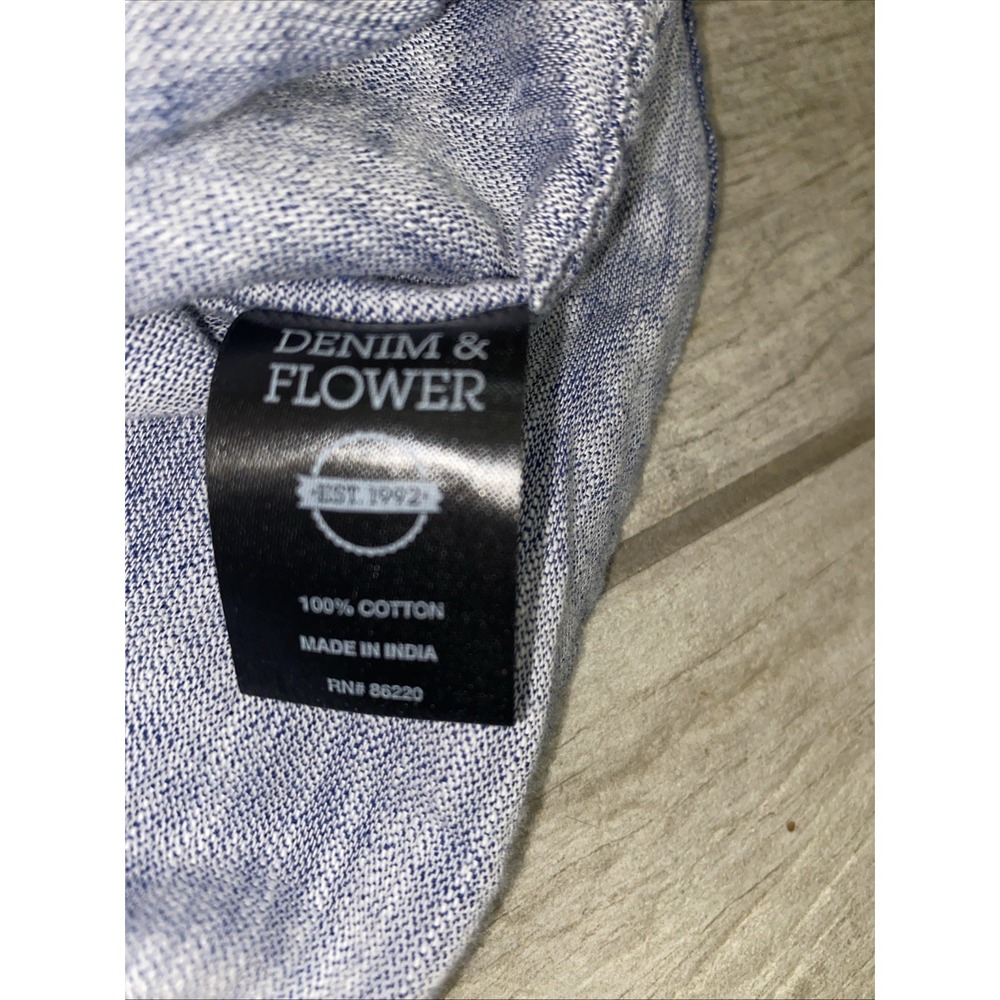 DENIM & FLOWER 100% Cotton Short Sleeve Blue Sailboat Anchor Shirt Size XL - Picture 9 of 10